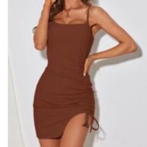 Elegant Brown Sleeveless Dress